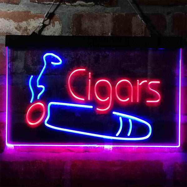 ADVPRO Cigars Shop Room Smoke Dual Color LED Neon Sign st6-i4033 - Red & Blue