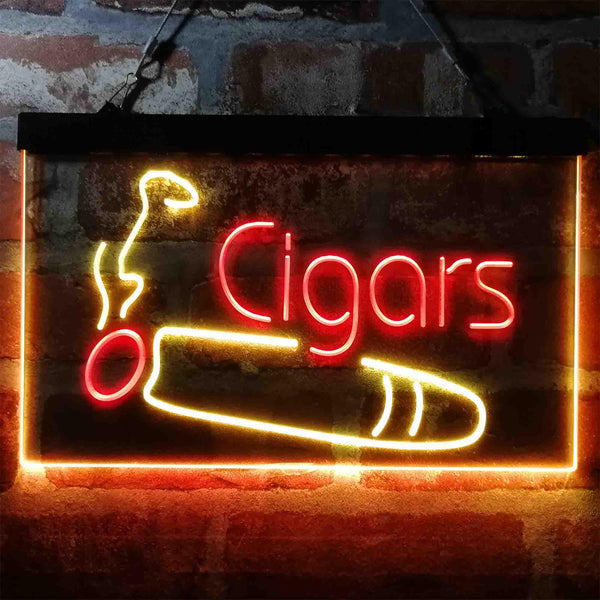 ADVPRO Cigars Shop Room Smoke Dual Color LED Neon Sign st6-i4033 - Red & Yellow
