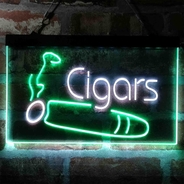 ADVPRO Cigars Shop Room Smoke Dual Color LED Neon Sign st6-i4033 - White & Green