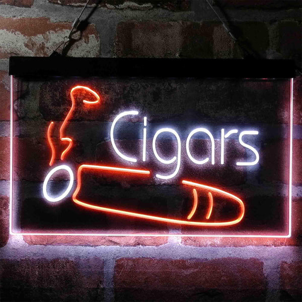 ADVPRO Cigars Shop Room Smoke Dual Color LED Neon Sign st6-i4033 - White & Orange