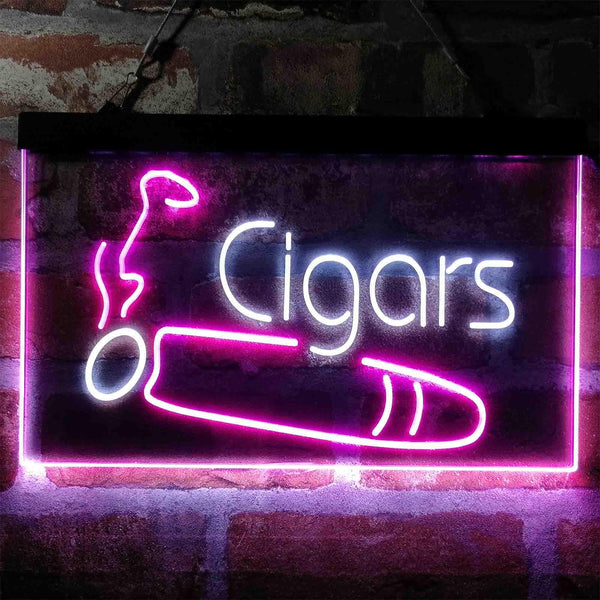 ADVPRO Cigars Shop Room Smoke Dual Color LED Neon Sign st6-i4033 - White & Purple