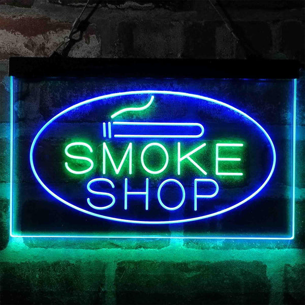 ADVPRO Smoke Shop Cigarette Room Dual Color LED Neon Sign st6-i4034 - Green & Blue