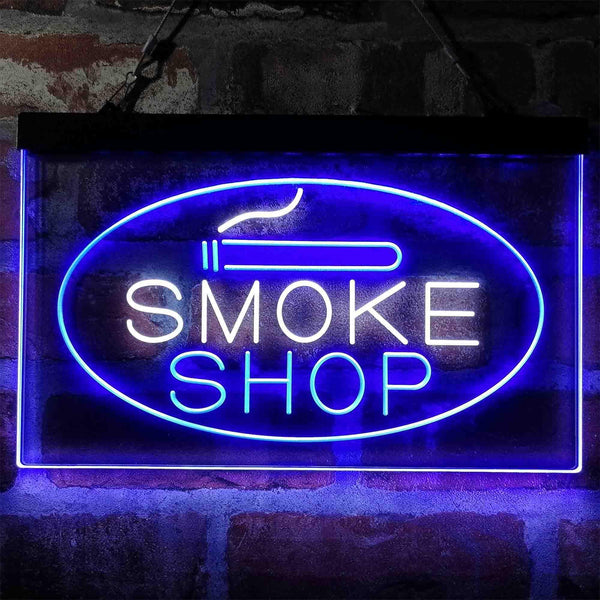 ADVPRO Smoke Shop Cigarette Room Dual Color LED Neon Sign st6-i4034 - White & Blue