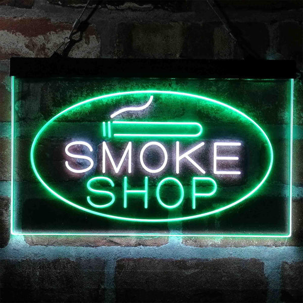 ADVPRO Smoke Shop Cigarette Room Dual Color LED Neon Sign st6-i4034 - White & Green