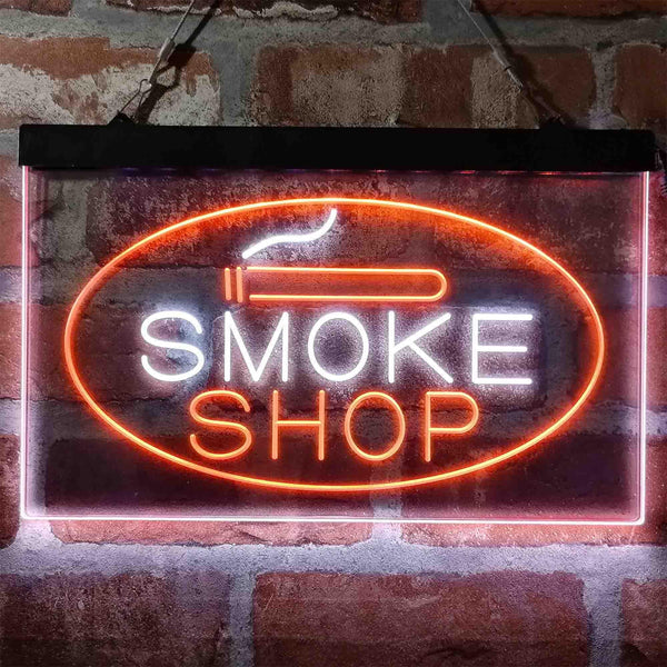 ADVPRO Smoke Shop Cigarette Room Dual Color LED Neon Sign st6-i4034 - White & Orange