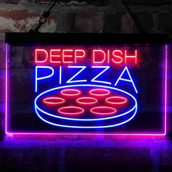 ADVPRO Deep Dish Pizza Cafe Dual Color LED Neon Sign st6-i4036 - Blue & Red