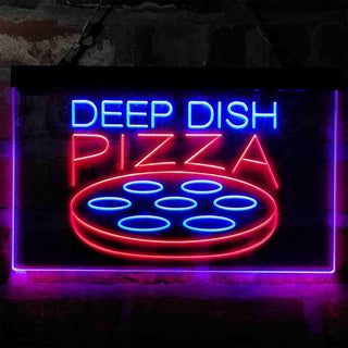 ADVPRO Deep Dish Pizza Cafe Dual Color LED Neon Sign st6-i4036 - Red & Blue