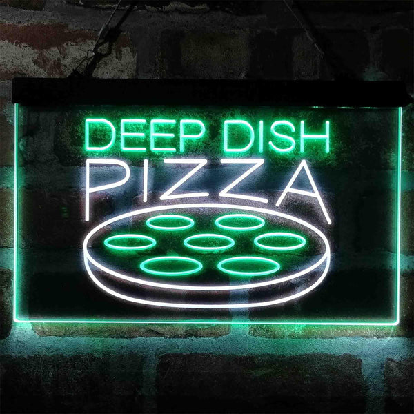 ADVPRO Deep Dish Pizza Cafe Dual Color LED Neon Sign st6-i4036 - White & Green