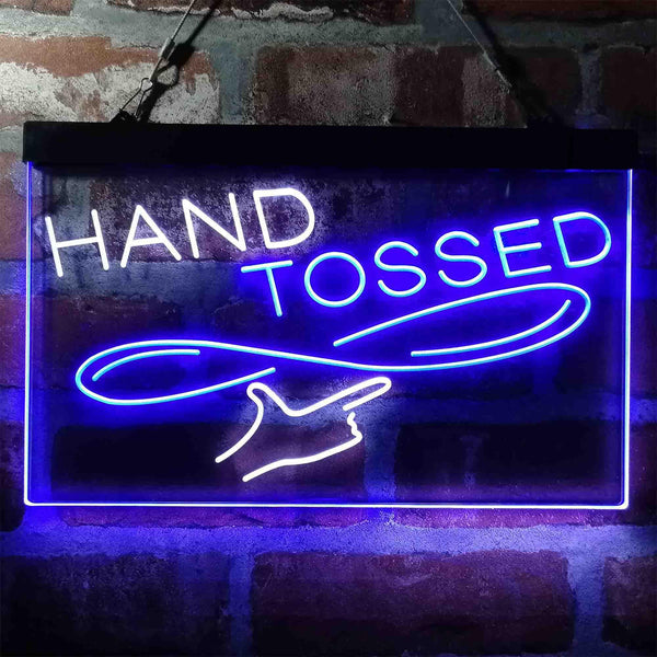 ADVPRO Hand Tossed Pizza Bistro Dual Color LED Neon Sign st6-i4037 - White & Blue