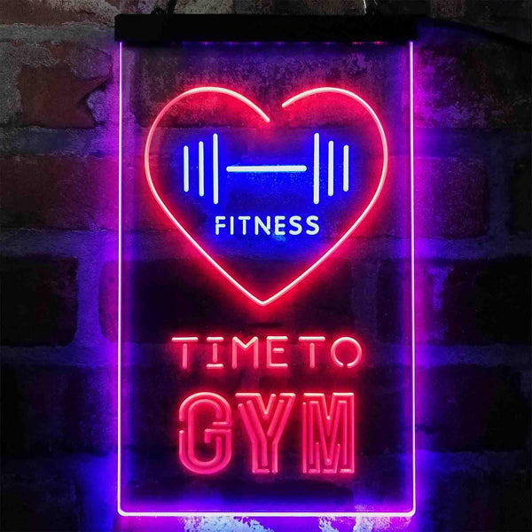 ADVPRO Time to Gym Fitness Club Home  Dual Color LED Neon Sign st6-i4039 - Blue & Red