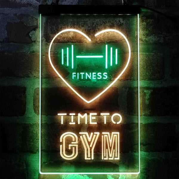 ADVPRO Time to Gym Fitness Club Home  Dual Color LED Neon Sign st6-i4039 - Green & Yellow