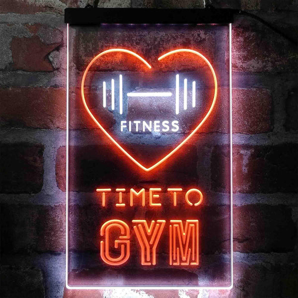 ADVPRO Time to Gym Fitness Club Home  Dual Color LED Neon Sign st6-i4039 - White & Orange