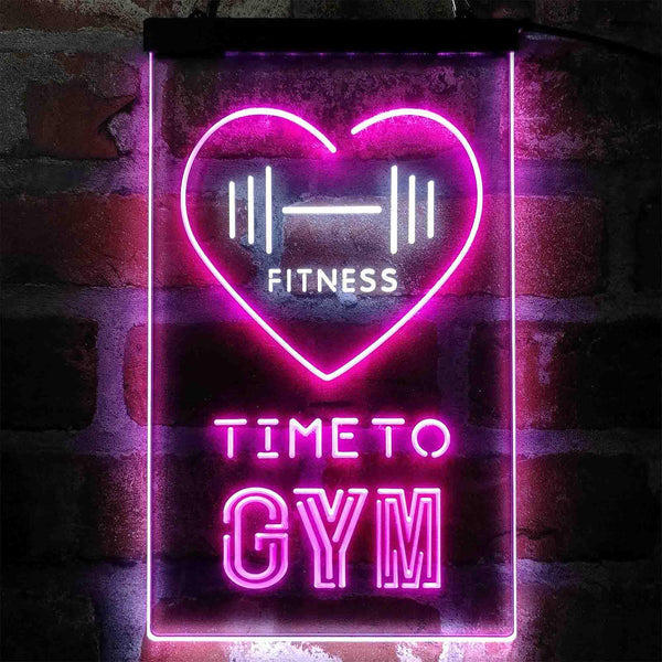 ADVPRO Time to Gym Fitness Club Home  Dual Color LED Neon Sign st6-i4039 - White & Purple