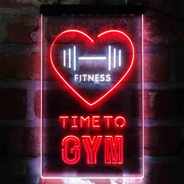 ADVPRO Time to Gym Fitness Club Home  Dual Color LED Neon Sign st6-i4039 - White & Red