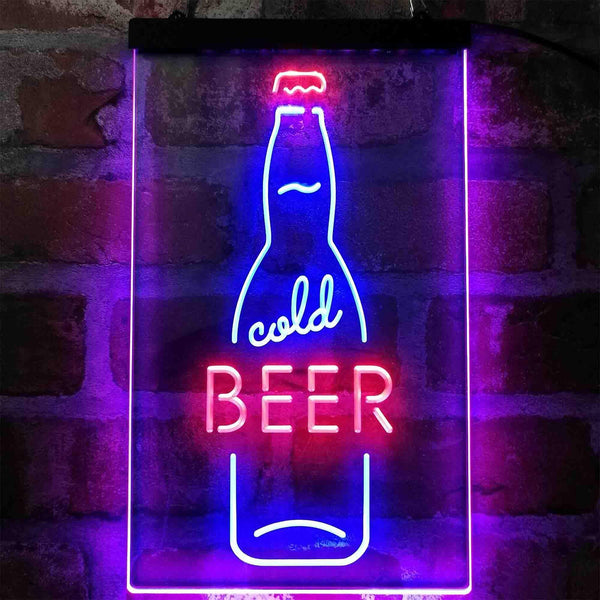 ADVPRO Cold Beer Bottle  Dual Color LED Neon Sign st6-i4040 - Red & Blue