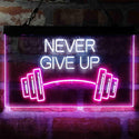 ADVPRO Never Give Up Weight Train Fitness Gym Dual Color LED Neon Sign st6-i4041 - White & Purple