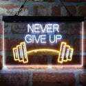 ADVPRO Never Give Up Weight Train Fitness Gym Dual Color LED Neon Sign st6-i4041 - White & Yellow