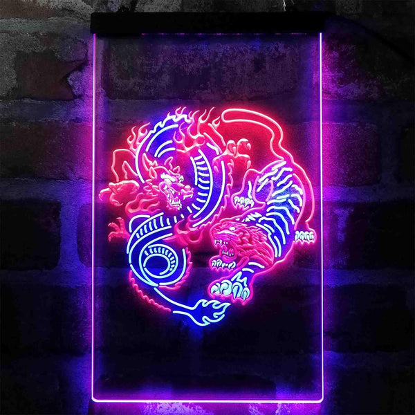 ADVPRO Dragon and Tiger Fighting Tattoo Art  Dual Color LED Neon Sign st6-i4045 - Blue & Red