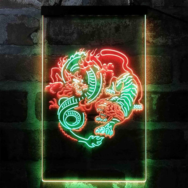 ADVPRO Dragon and Tiger Fighting Tattoo Art  Dual Color LED Neon Sign st6-i4045 - Green & Red