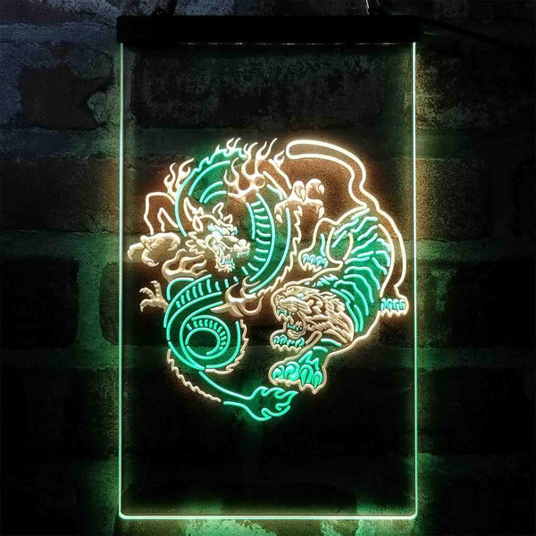 ADVPRO Dragon and Tiger Fighting Tattoo Art  Dual Color LED Neon Sign st6-i4045 - Green & Yellow