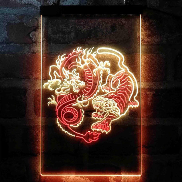 ADVPRO Dragon and Tiger Fighting Tattoo Art  Dual Color LED Neon Sign st6-i4045 - Red & Yellow