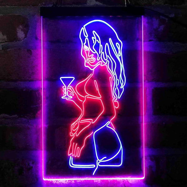 ADVPRO Sexy Back Woman Cocktail Room  Dual Color LED Neon Sign st6-i4049 - Blue & Red