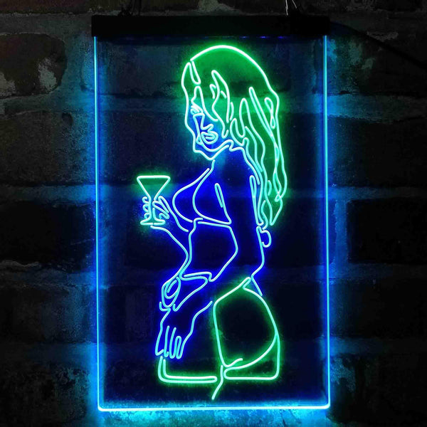 ADVPRO Sexy Back Woman Cocktail Room  Dual Color LED Neon Sign st6-i4049 - Green & Blue