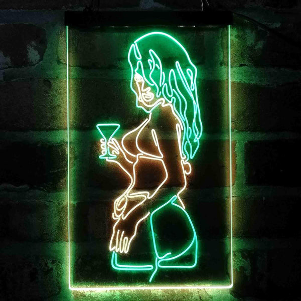 ADVPRO Sexy Back Woman Cocktail Room  Dual Color LED Neon Sign st6-i4049 - Green & Yellow