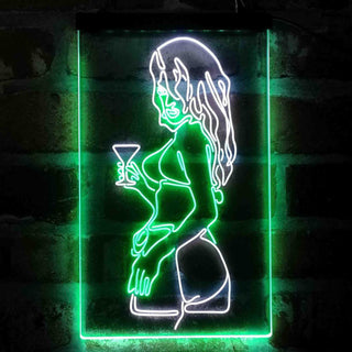 ADVPRO Sexy Back Woman Cocktail Room  Dual Color LED Neon Sign st6-i4049 - White & Green