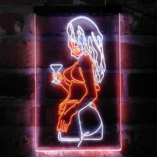 ADVPRO Sexy Back Woman Cocktail Room  Dual Color LED Neon Sign st6-i4049 - White & Orange