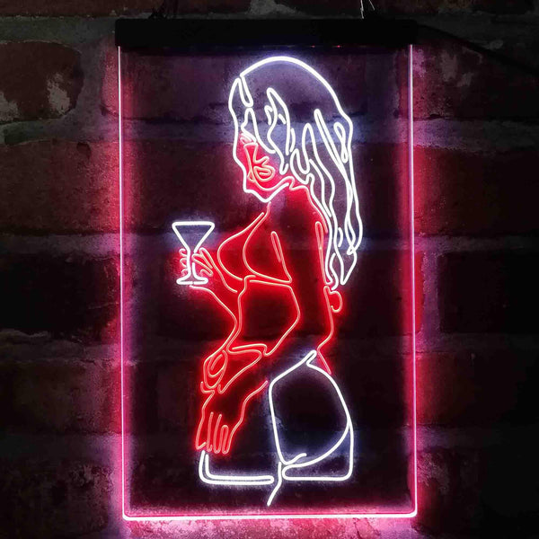 ADVPRO Sexy Back Woman Cocktail Room  Dual Color LED Neon Sign st6-i4049 - White & Red