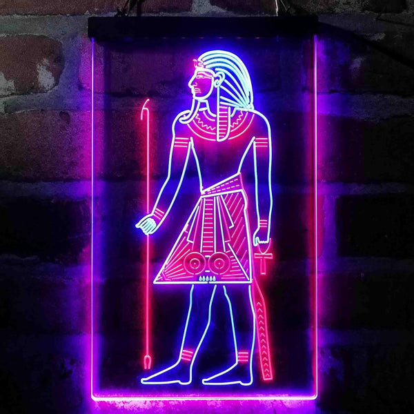 ADVPRO Egyptian Pyramids Ancient Egypt Menes Pharaoh Man  Dual Color LED Neon Sign st6-i4050 - Blue & Red