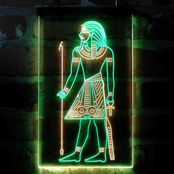 ADVPRO Egyptian Pyramids Ancient Egypt Menes Pharaoh Man  Dual Color LED Neon Sign st6-i4050 - Green & Yellow