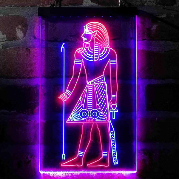 ADVPRO Egyptian Pyramids Ancient Egypt Menes Pharaoh Man  Dual Color LED Neon Sign st6-i4050 - Red & Blue