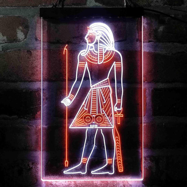 ADVPRO Egyptian Pyramids Ancient Egypt Menes Pharaoh Man  Dual Color LED Neon Sign st6-i4050 - White & Orange