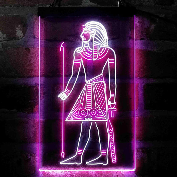 ADVPRO Egyptian Pyramids Ancient Egypt Menes Pharaoh Man  Dual Color LED Neon Sign st6-i4050 - White & Purple