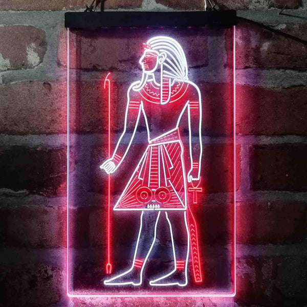 ADVPRO Egyptian Pyramids Ancient Egypt Menes Pharaoh Man  Dual Color LED Neon Sign st6-i4050 - White & Red