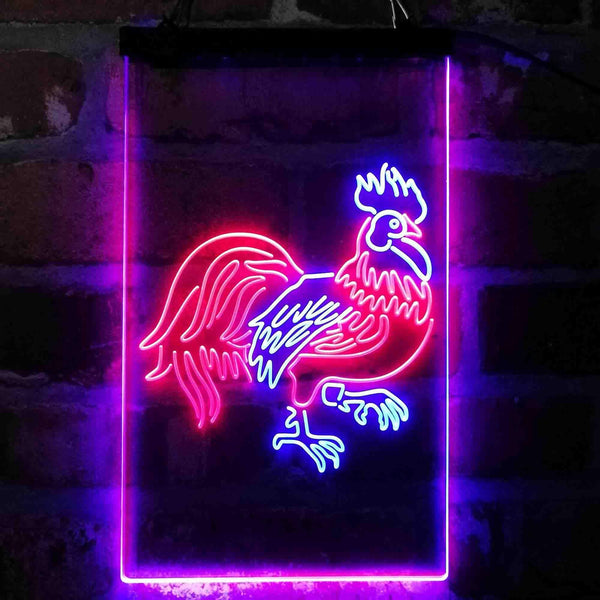 ADVPRO Rooster Chicken Lover Kid Room  Dual Color LED Neon Sign st6-i4051 - Blue & Red