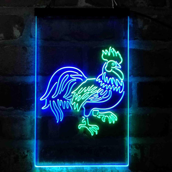 ADVPRO Rooster Chicken Lover Kid Room  Dual Color LED Neon Sign st6-i4051 - Green & Blue