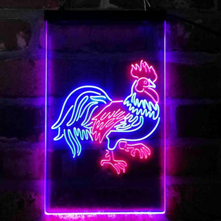 ADVPRO Rooster Chicken Lover Kid Room  Dual Color LED Neon Sign st6-i4051 - Red & Blue