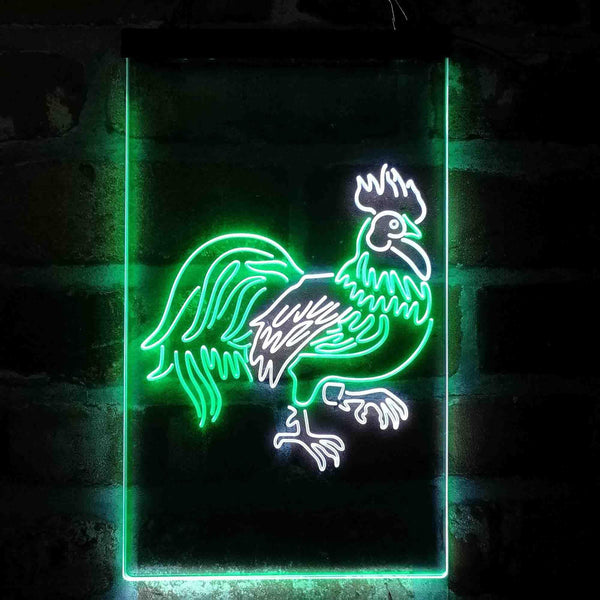 ADVPRO Rooster Chicken Lover Kid Room  Dual Color LED Neon Sign st6-i4051 - White & Green
