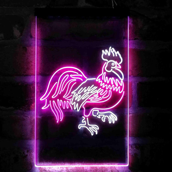 ADVPRO Rooster Chicken Lover Kid Room  Dual Color LED Neon Sign st6-i4051 - White & Purple