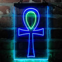 ADVPRO Ancient Egyptian Ankh Symbol Cross  Dual Color LED Neon Sign st6-i4052 - Green & Blue