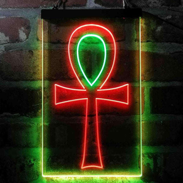 ADVPRO Ancient Egyptian Ankh Symbol Cross  Dual Color LED Neon Sign st6-i4052 - Green & Red