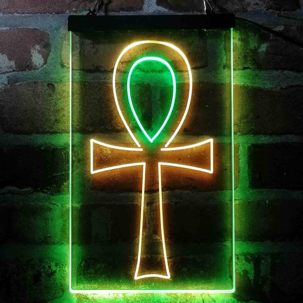 ADVPRO Ancient Egyptian Ankh Symbol Cross  Dual Color LED Neon Sign st6-i4052 - Green & Yellow