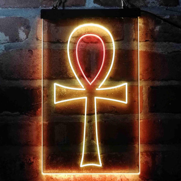 ADVPRO Ancient Egyptian Ankh Symbol Cross  Dual Color LED Neon Sign st6-i4052 - Red & Yellow