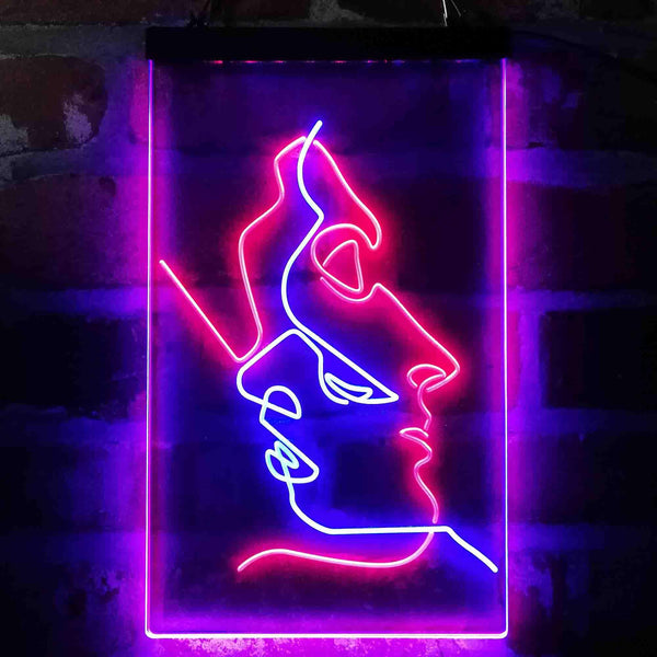 ADVPRO Women Beautiful Faces Living Room Decoration  Dual Color LED Neon Sign st6-i4053 - Blue & Red