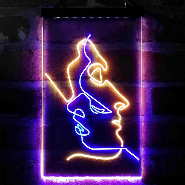 ADVPRO Women Beautiful Faces Living Room Decoration  Dual Color LED Neon Sign st6-i4053 - Blue & Yellow