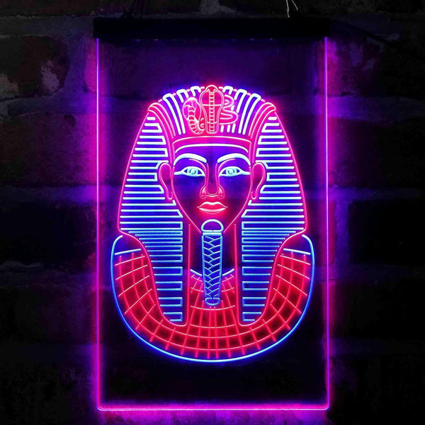 ADVPRO Golden Cobra and Vulture Mask of Pharaoh Egyptian King  Dual Color LED Neon Sign st6-i4054 - Blue & Red