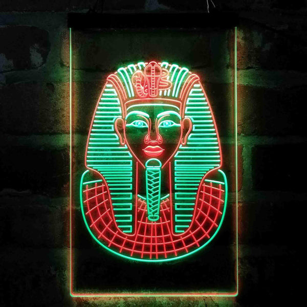 ADVPRO Golden Cobra and Vulture Mask of Pharaoh Egyptian King  Dual Color LED Neon Sign st6-i4054 - Green & Red